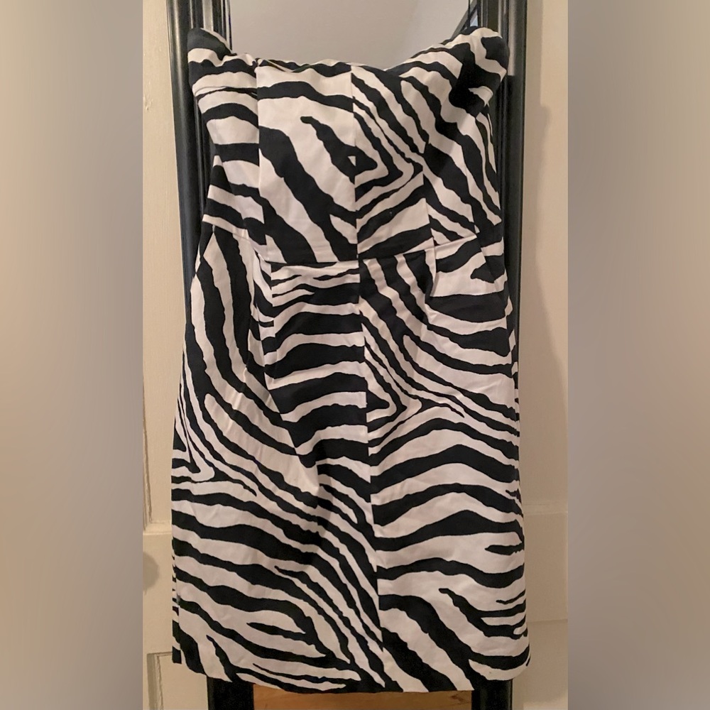 Express strapless zebra print dress